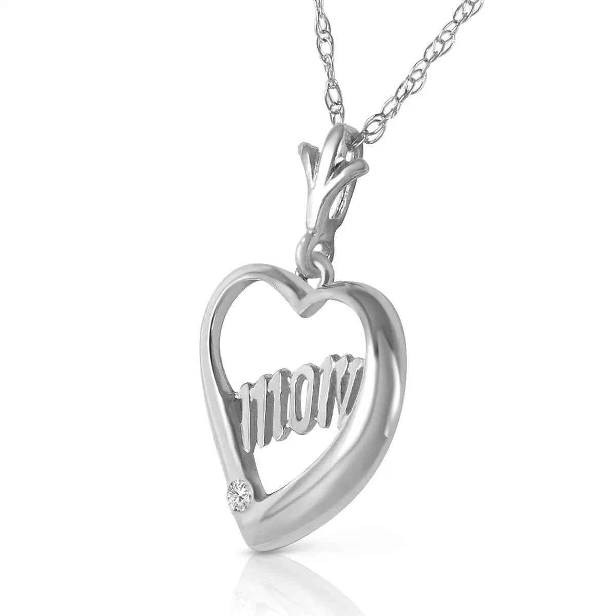 0.01 Carat 14K Solid White Gold Best Friends Diamond Necklace