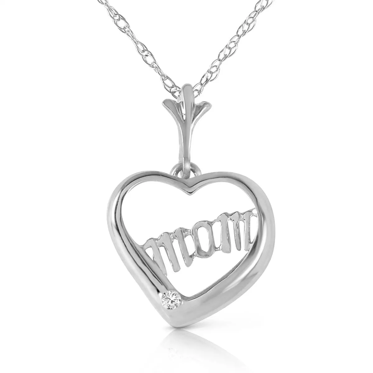 0.01 Carat 14K Solid White Gold Best Friends Diamond Necklace