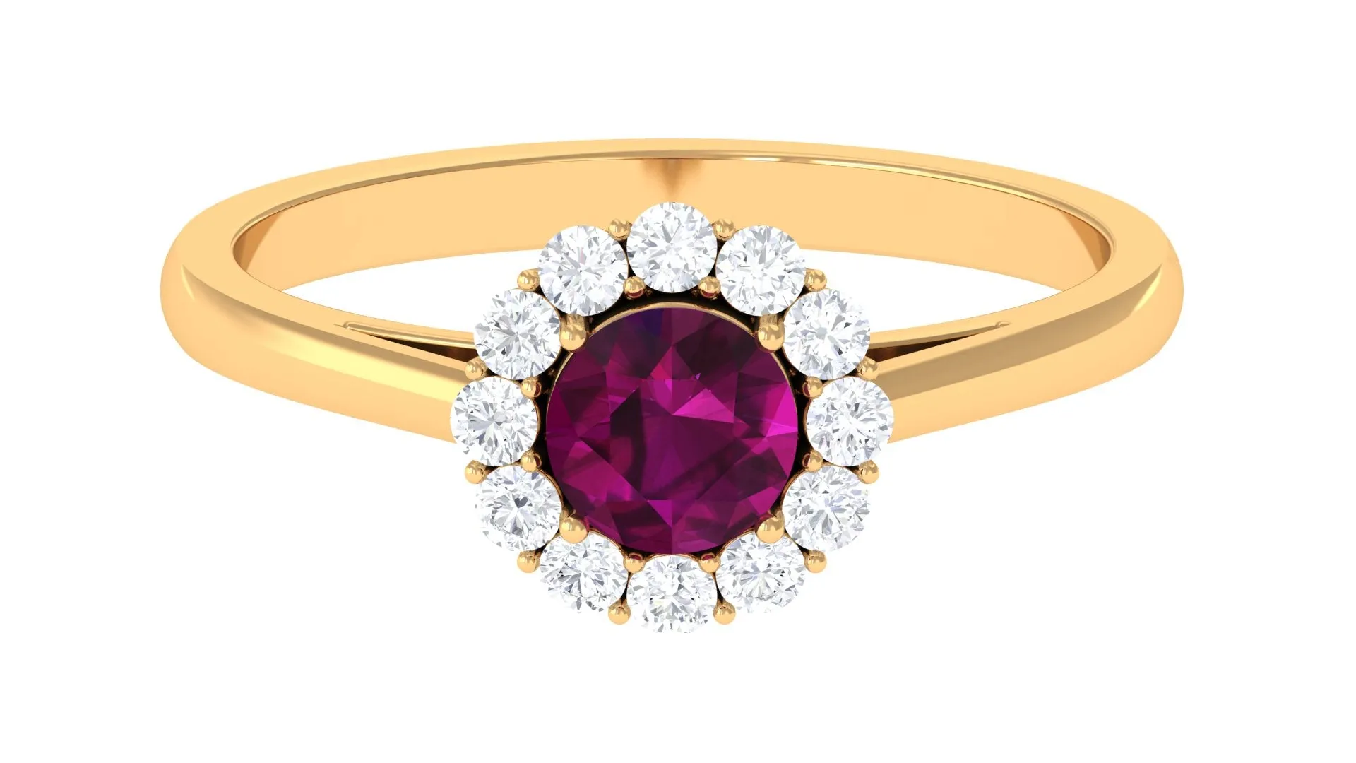1 CT Rhodolite and Diamond Floating Halo Engagement Ring