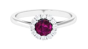 1 CT Rhodolite and Diamond Floating Halo Engagement Ring