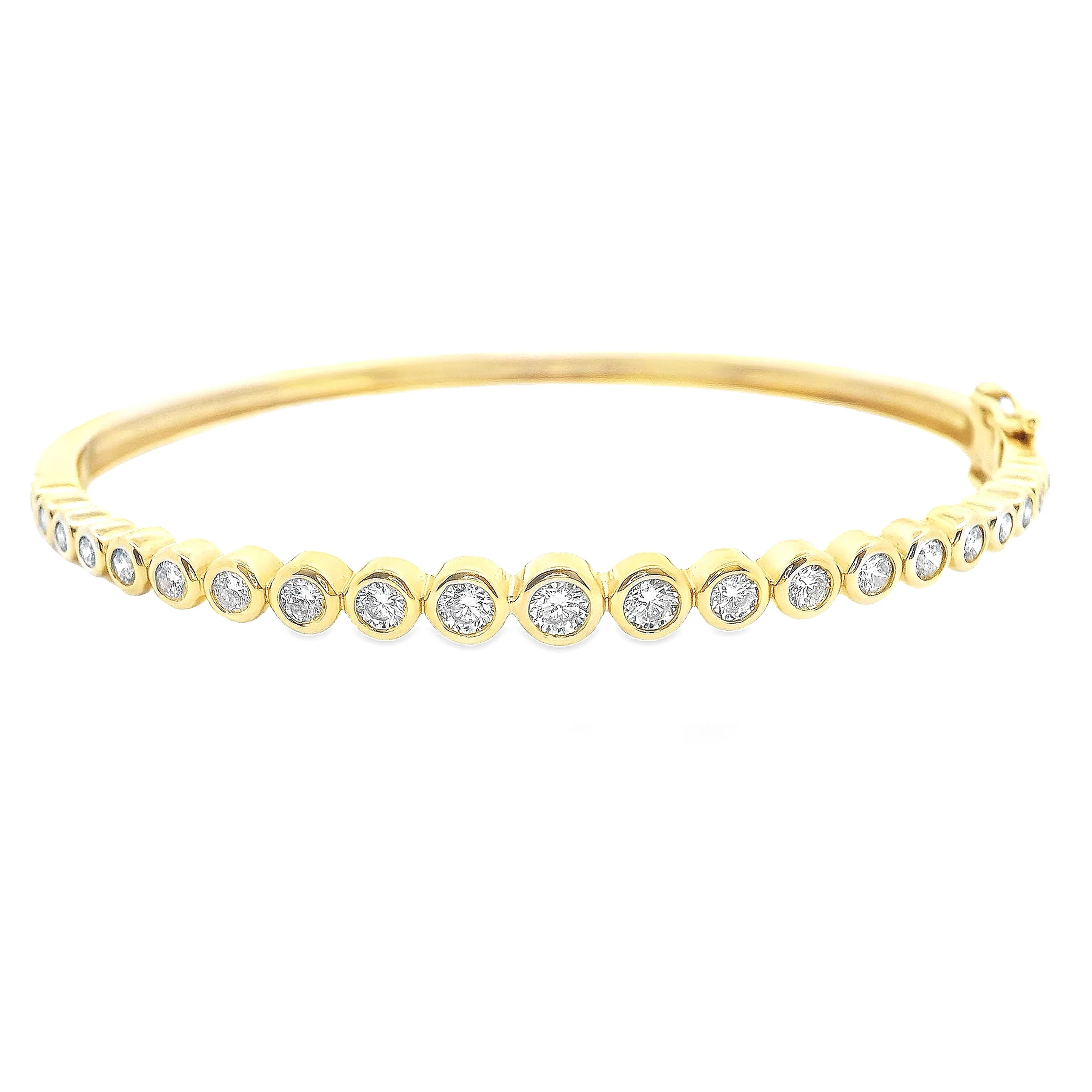1.07ct 14k Yellow Gold Diamond Bezel Bangle