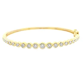 1.07ct 14k Yellow Gold Diamond Bezel Bangle