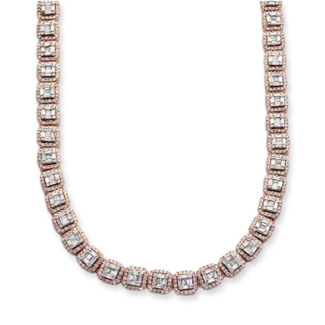 10KR W 14.00CTW BAGUETTE DIAMOND SQUARE CLUSTER