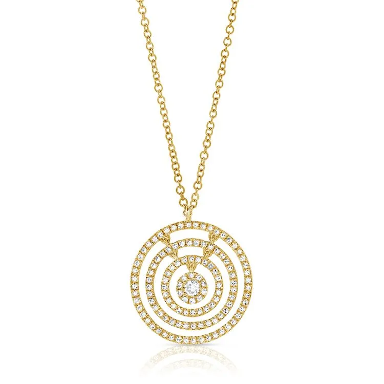 14k 0.60 Ct Diamond Five Circle Necklace, Available in White, Rose and Yellow Gold