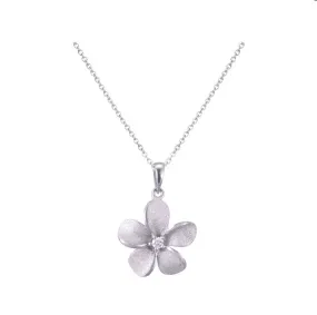 14k 15mm White Gold Plumeria Pendant