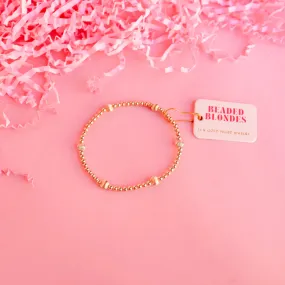 14k Gold Filled Fluted Beads Stretch Bracelet Claire