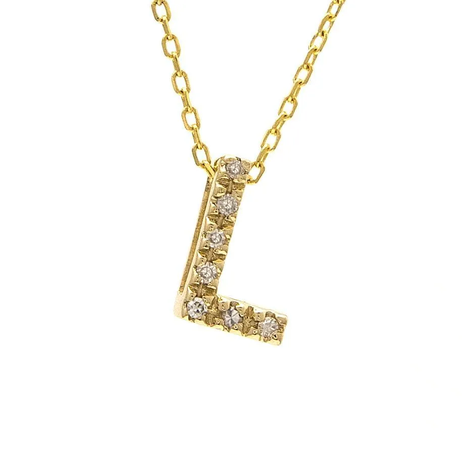 14K Gold Initial "L" Necklace With Diamonds