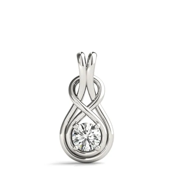 14K Love Knot Diamond Pendant Necklace