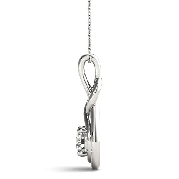 14K Love Knot Diamond Pendant Necklace