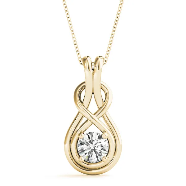 14K Love Knot Diamond Pendant Necklace