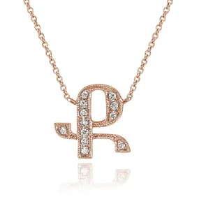 14K Rose Gold Armenian Initial Diamond Necklace