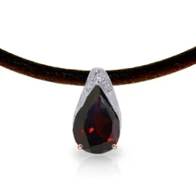 14K Solid Rose Gold & Leather Natural Garnet Necklace