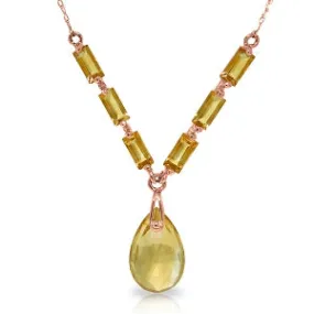 14K Solid Rose Gold Citrine Necklace Jewelry Class Platinum