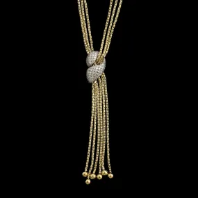 14K Two-tone Gold Estate Diamond Tassel Necklace
