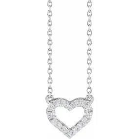 14K White Gold 1/5 CTW Lab-Grown Diamond Heart 16-18" Necklace