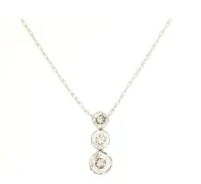 14k white gold 3 diamond necklace