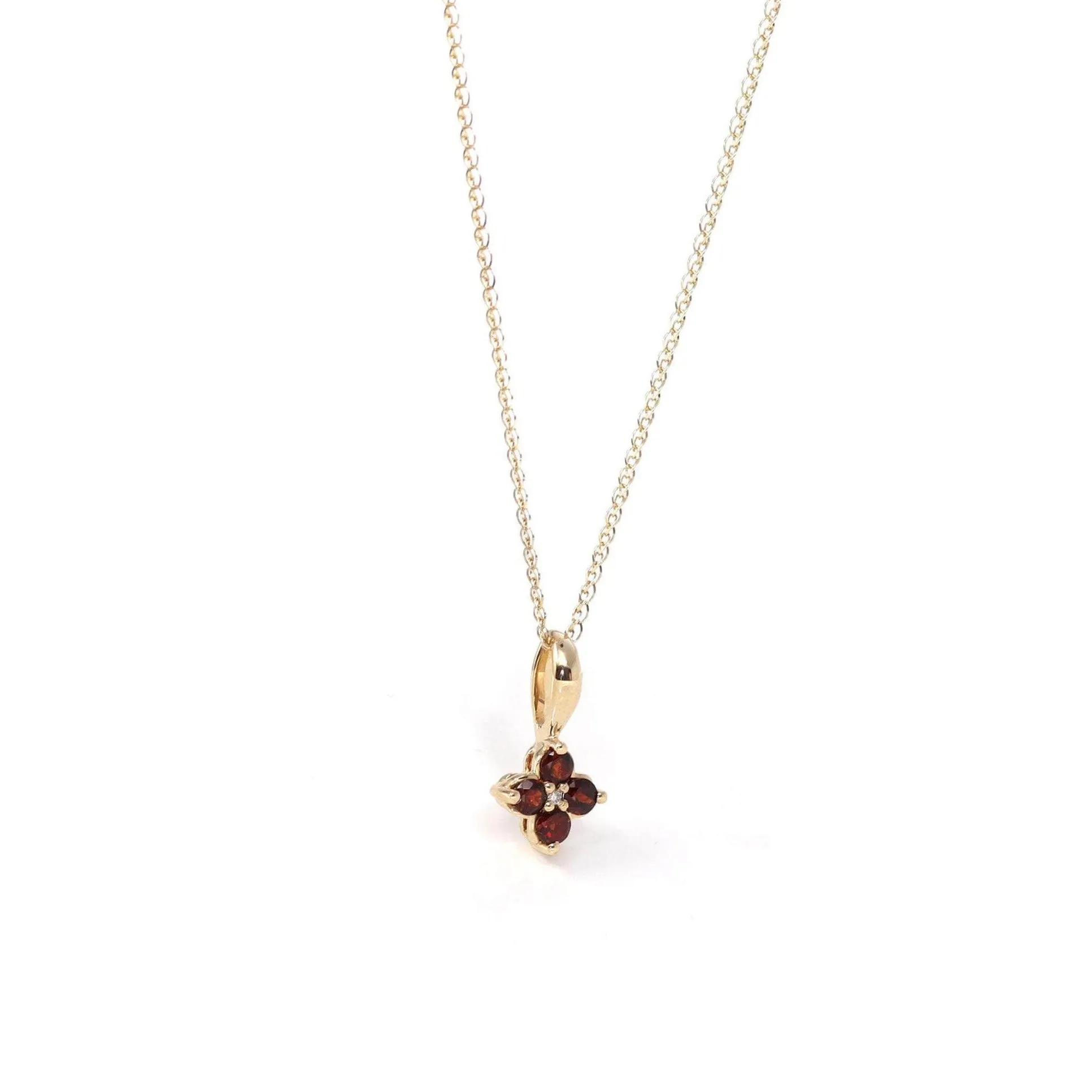 14k White Gold AA Four Styles Of Birthstones, 4 stone Necklace with Diamonds