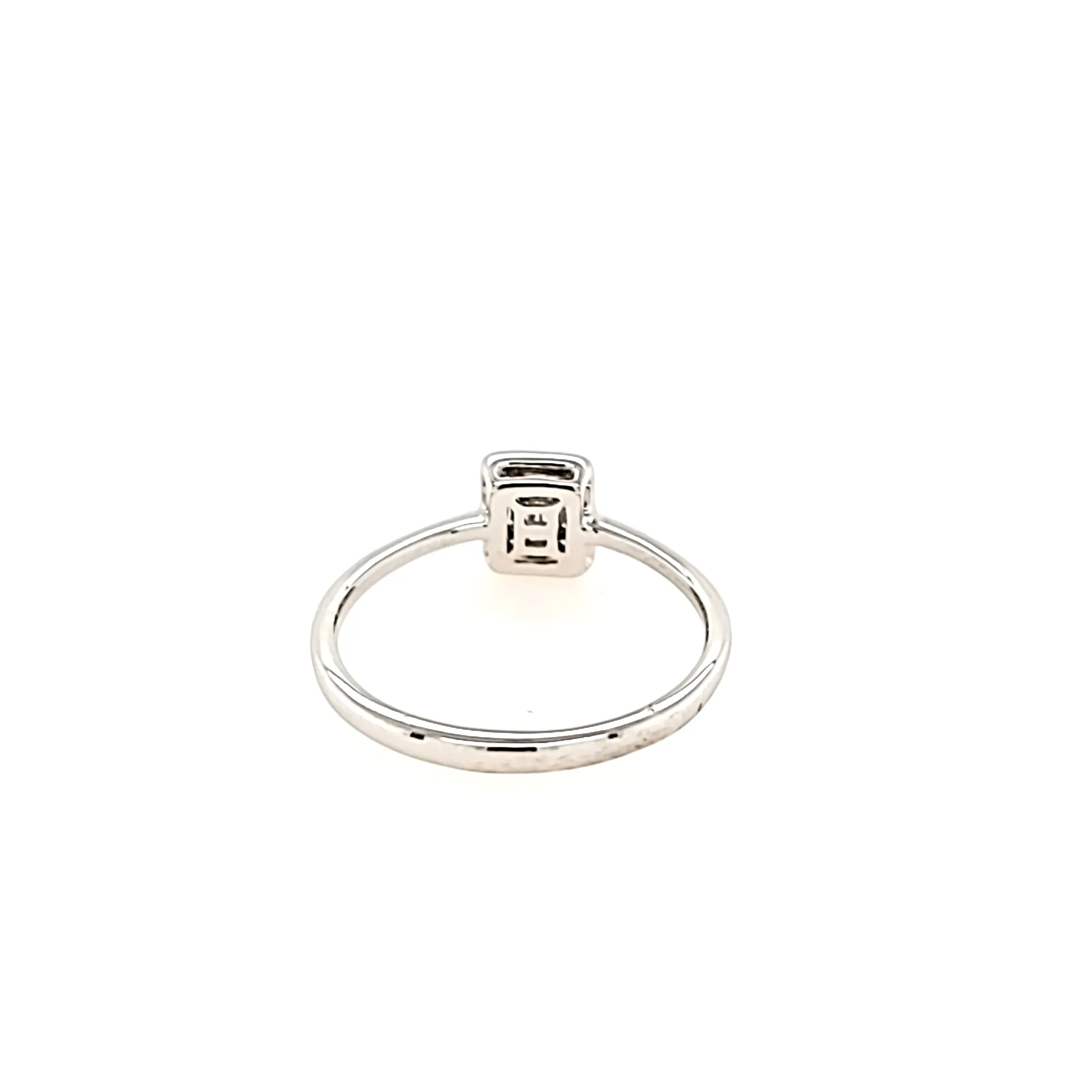 14k White Gold Baguette & Round Diamond Engagement Ring