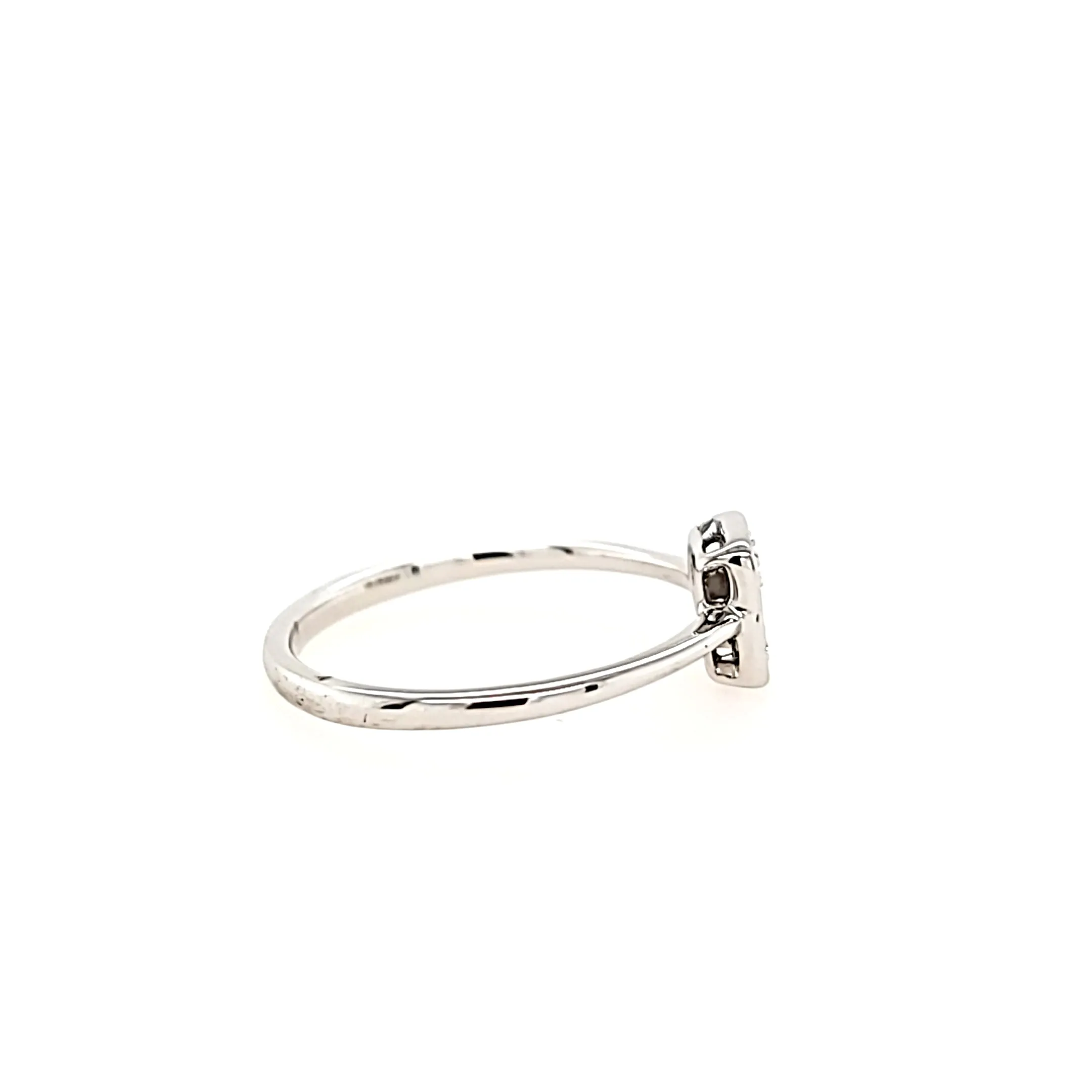 14k White Gold Baguette & Round Diamond Engagement Ring