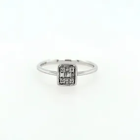 14k White Gold Baguette & Round Diamond Engagement Ring