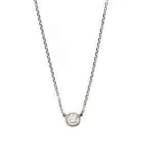14K White Gold Diamond Bezel Necklace