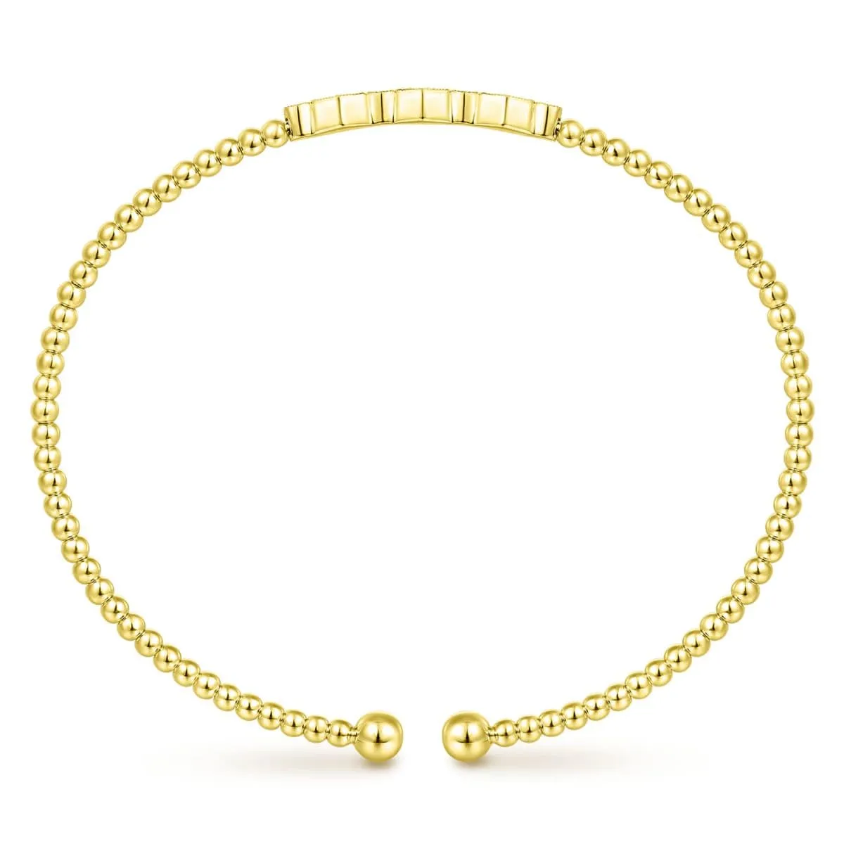 14K Yellow Gold Bujukan Cuff Bracelet with Cluster Diamond Hexagon Stations - BG4117-62Y45JJ