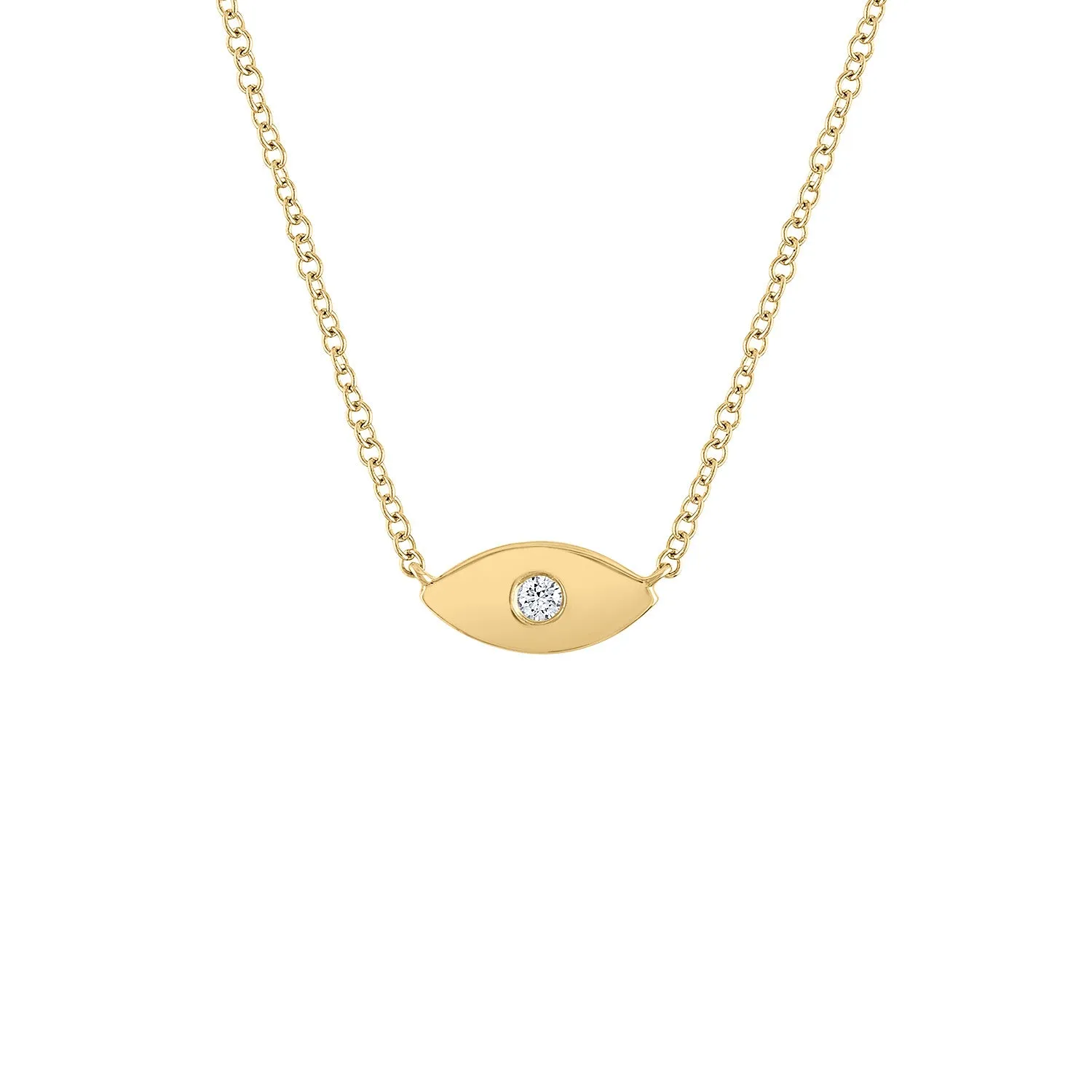 14KT GOLD DIAMOND SHINY EVIL EYE NECKLACE