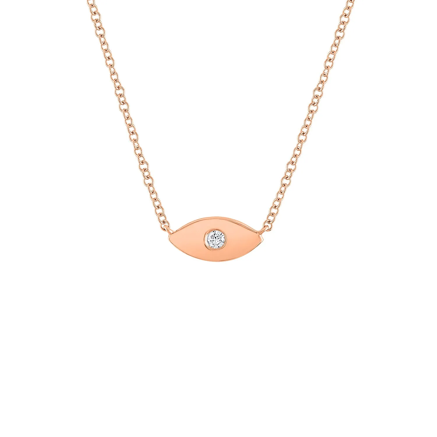 14KT GOLD DIAMOND SHINY EVIL EYE NECKLACE