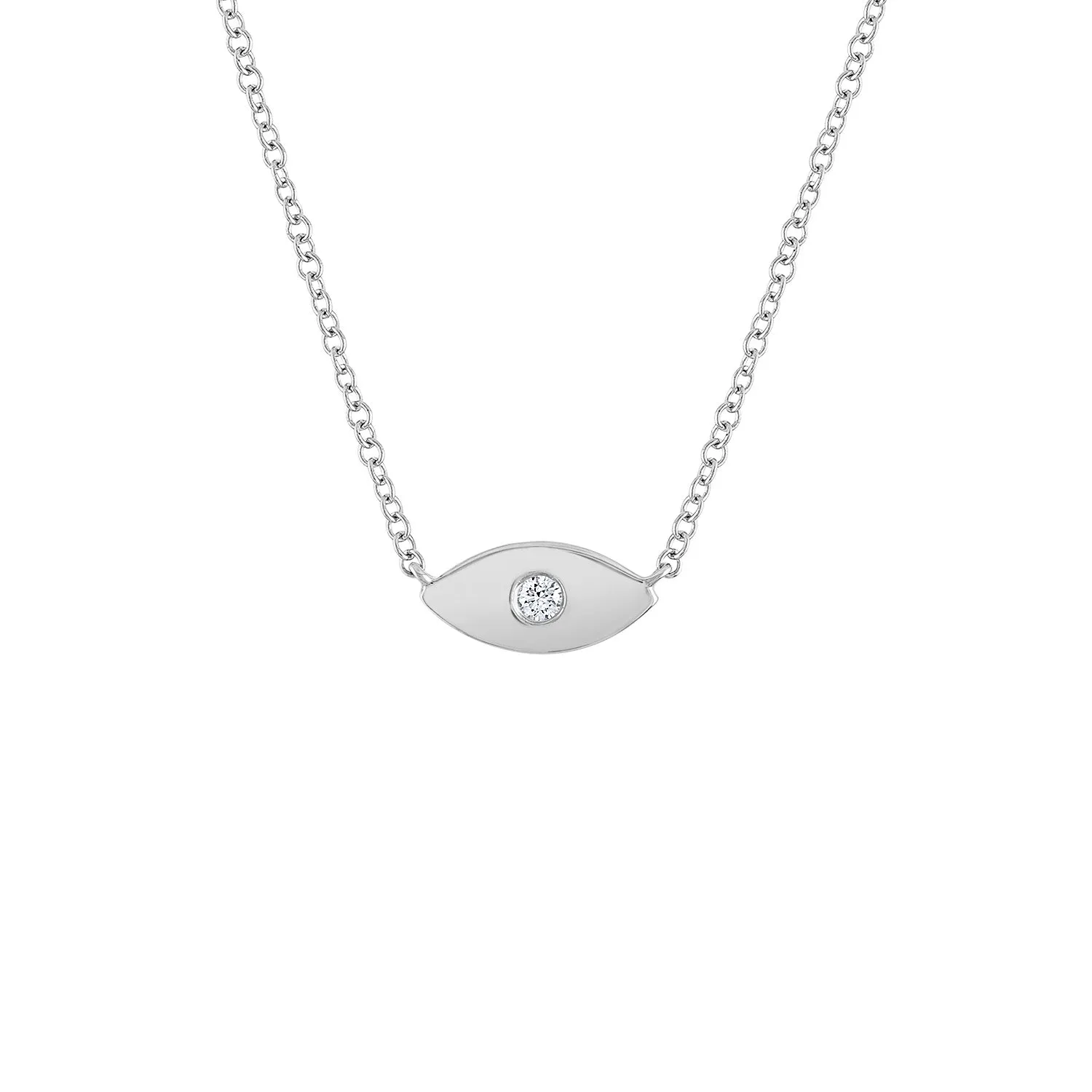 14KT GOLD DIAMOND SHINY EVIL EYE NECKLACE