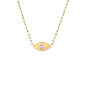 14KT GOLD DIAMOND SHINY EVIL EYE NECKLACE