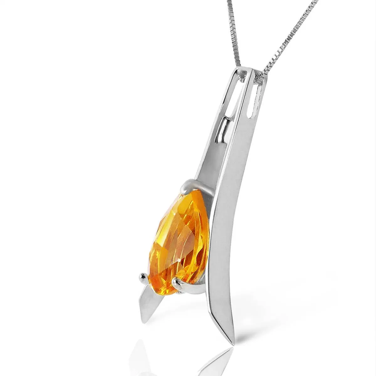 1.5 Carat 14K Solid White Gold Go Gentle Citrine Necklace