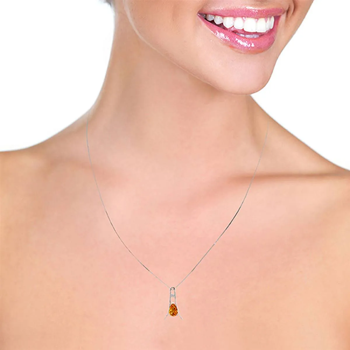 1.5 Carat 14K Solid White Gold Go Gentle Citrine Necklace