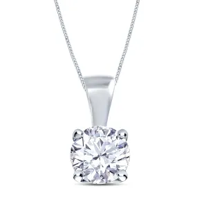 18ct White Gold Round Brilliant Cut Diamond Four Claw Filigree Necklace