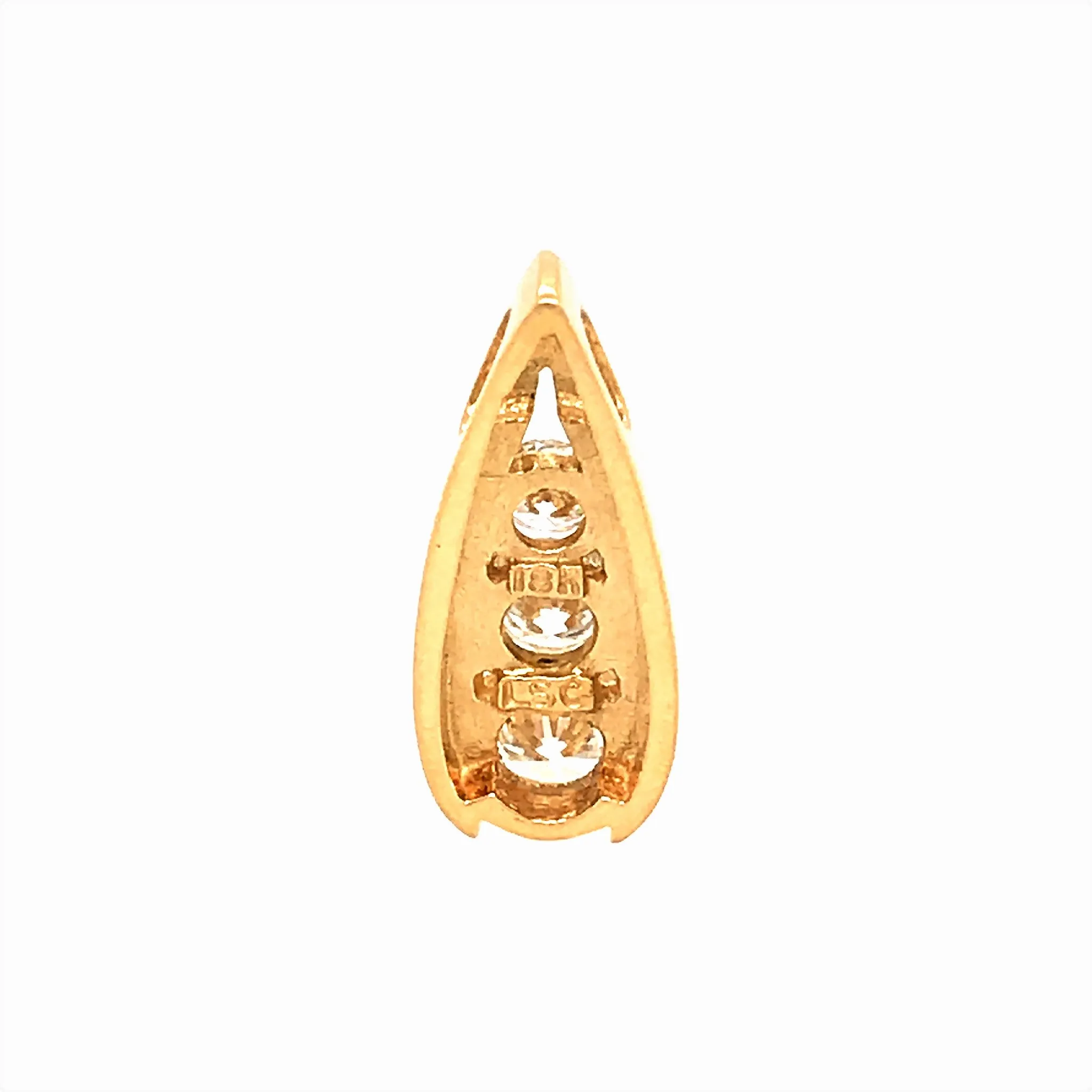 18k Gold 3 Stone Diamond Pendant