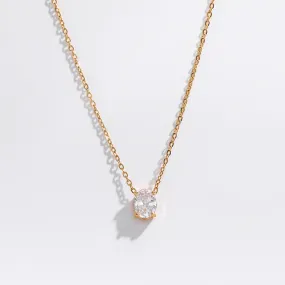 18K Gold-Filled Zircon Oval Pendant Necklace