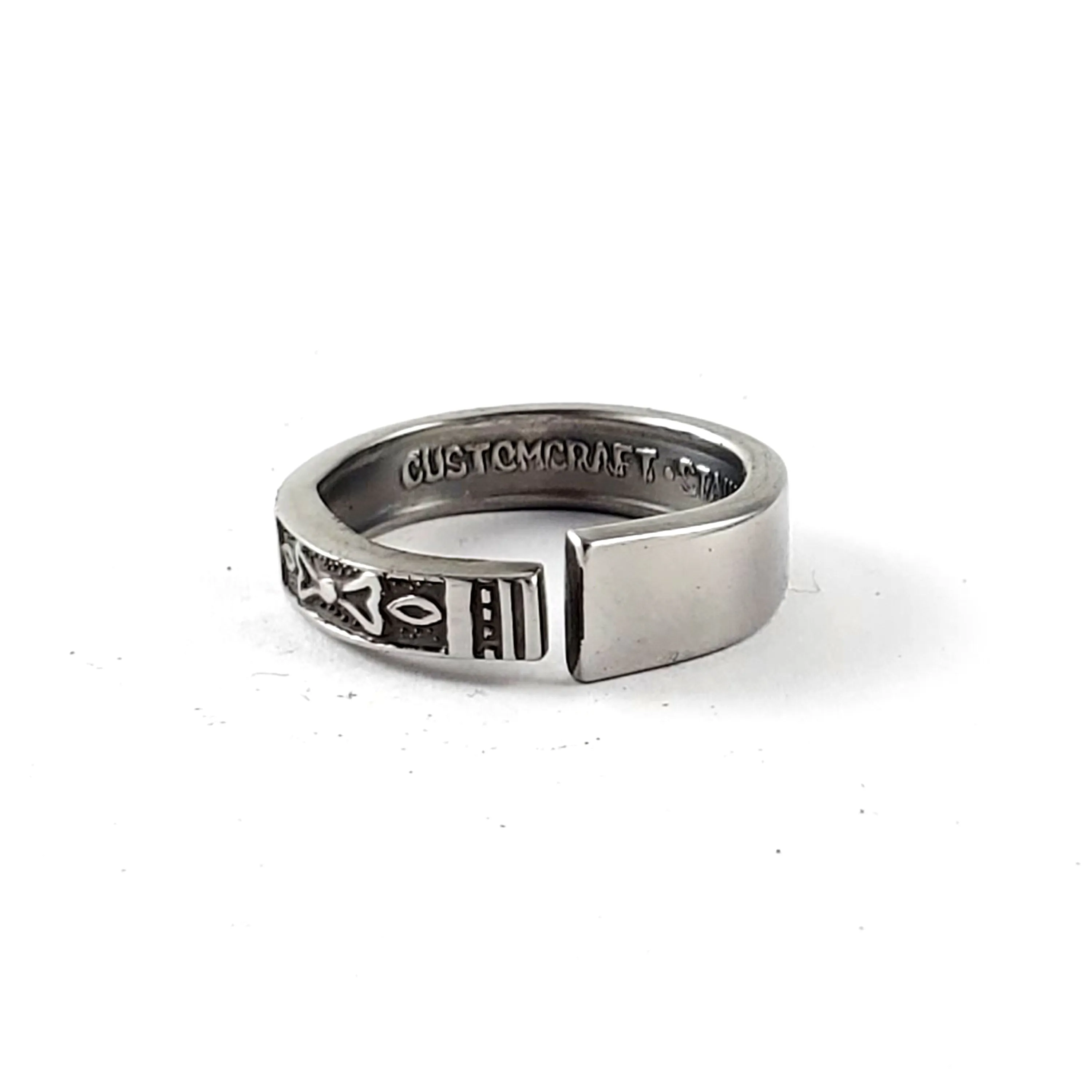 1970's Narrow Band Stainless Steel Spoon Ring