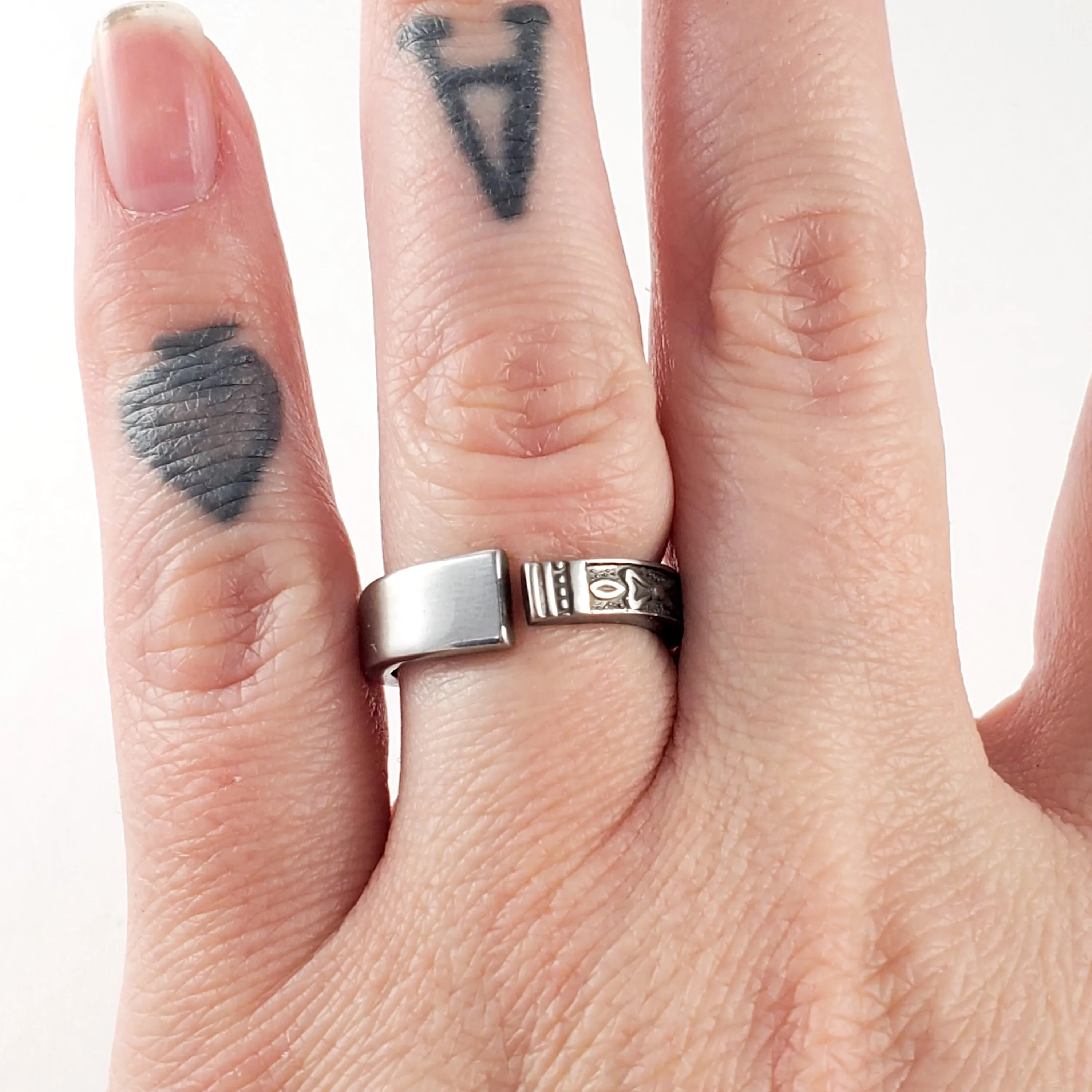 1970's Narrow Band Stainless Steel Spoon Ring