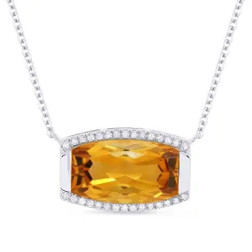 3.47ct Citrine Necklace in 14K White Gold