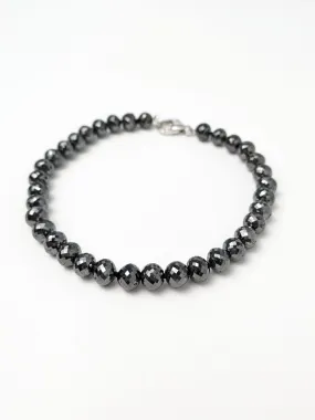 6.0-6.5mm Black Diamond Round Bead  Knotted Bracelet (63.68ct Tot. Dia. Wt.)