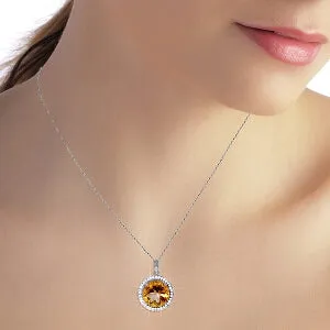6.2 Carat 14K Solid White Gold Natural Diamond Citrine Necklace