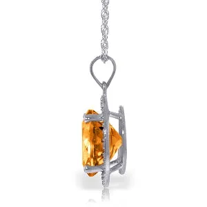6.2 Carat 14K Solid White Gold Natural Diamond Citrine Necklace