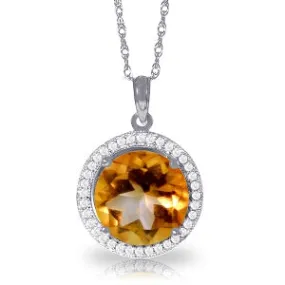 6.2 Carat 14K Solid White Gold Natural Diamond Citrine Necklace
