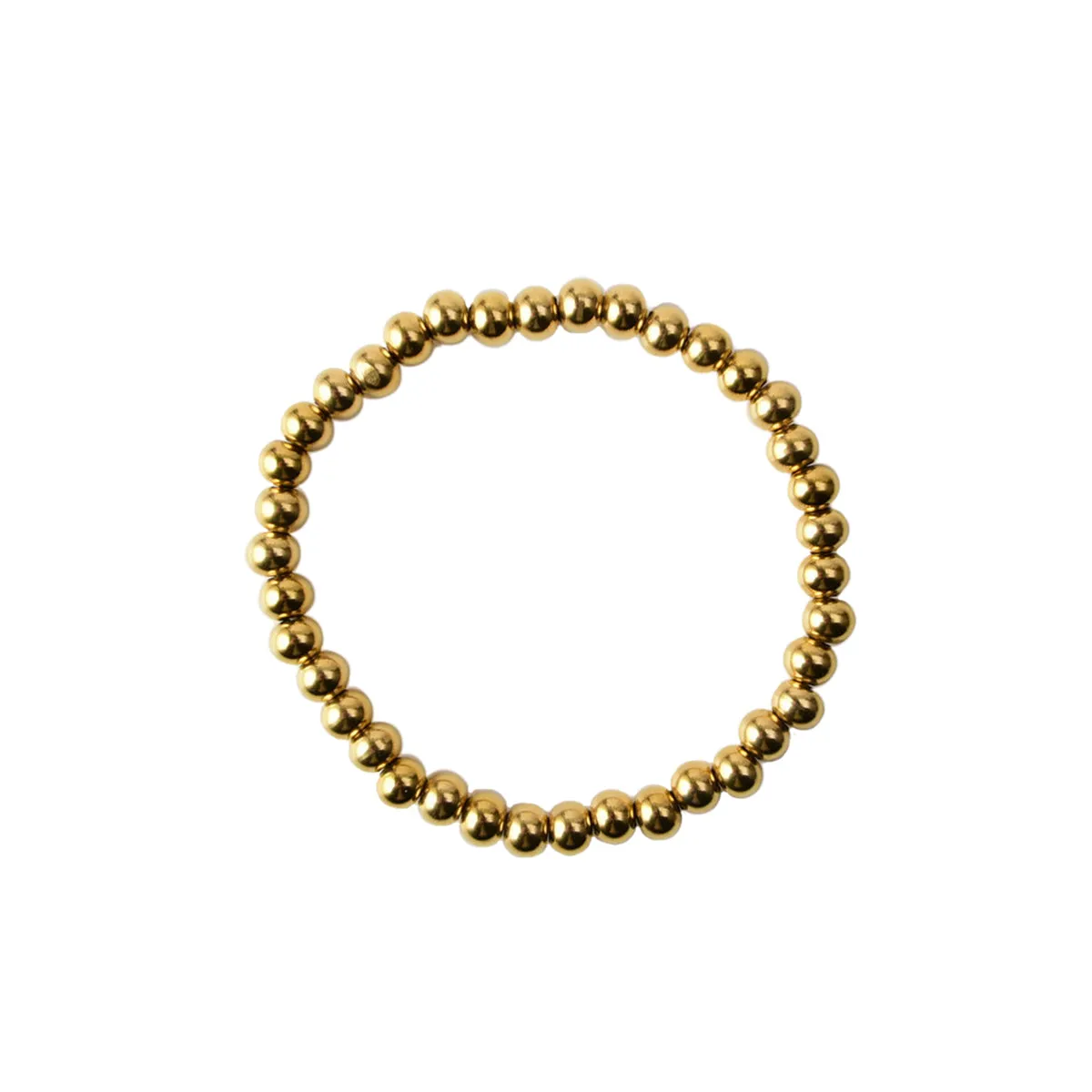 *6mm Beaded Bracelet, Gold