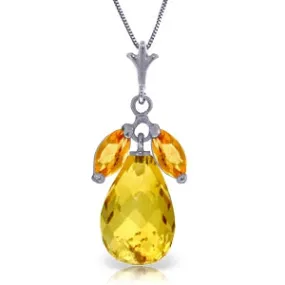 7.2 Carat 14K Solid White Gold Fond Heart Citrine Necklace