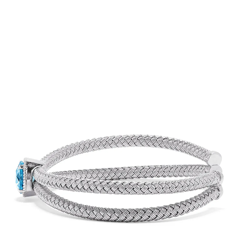 925 Sterling Silver Blue Topaz Bangle, 4.20 TCW