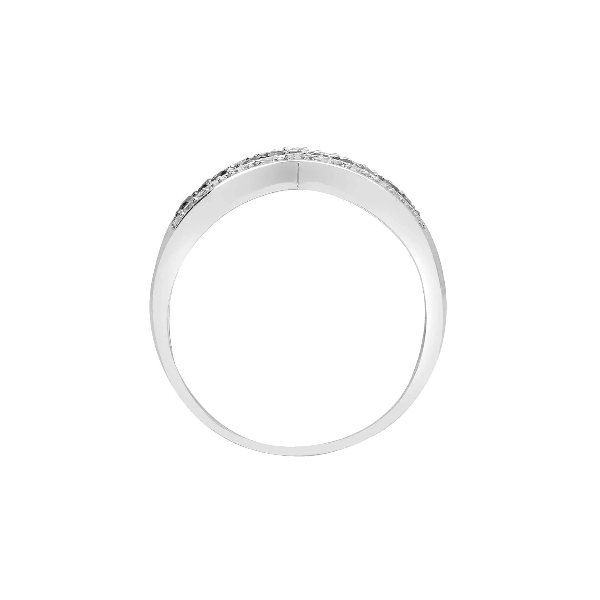 9ct White Gold Diamond And Black Diamond Ring