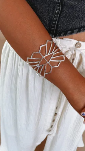 Abstract Metal Cuff Bracelet, Silver