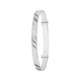 Acotis Silver Expandable Bangle Round Diamond Cut for Babies G4367