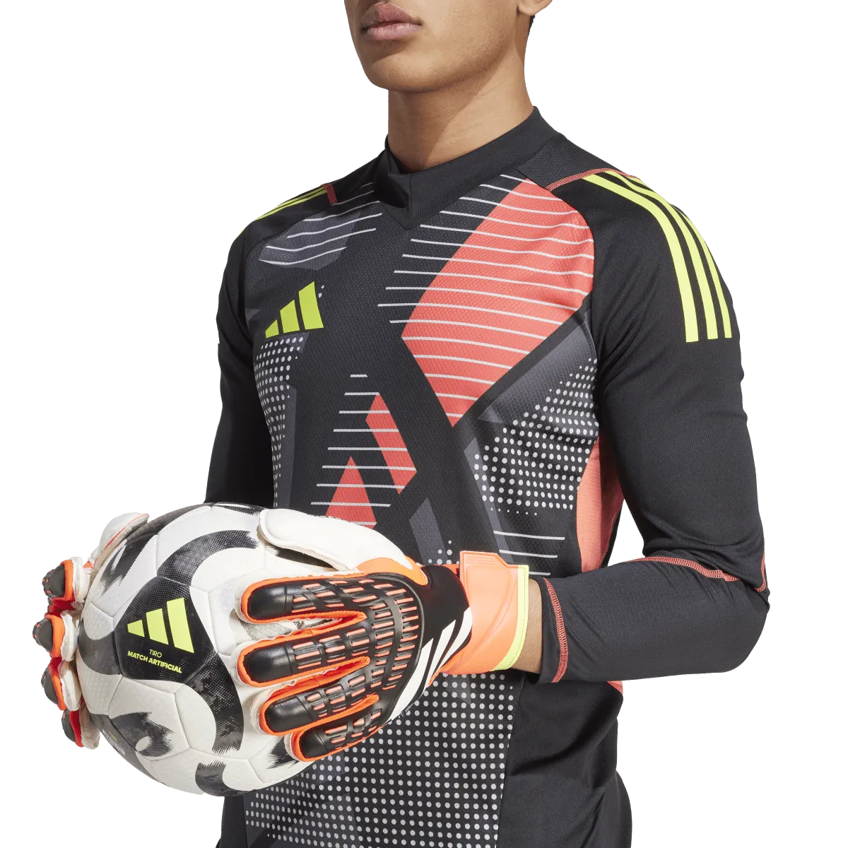 adidas Predator Match Fingersave Gloves IQ4037 Black/Solar Red/Solar Yellow