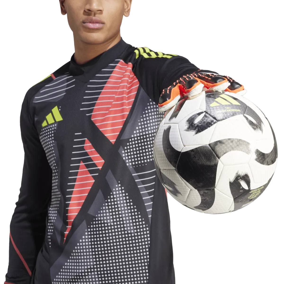 adidas Predator Match Fingersave Gloves IQ4037 Black/Solar Red/Solar Yellow